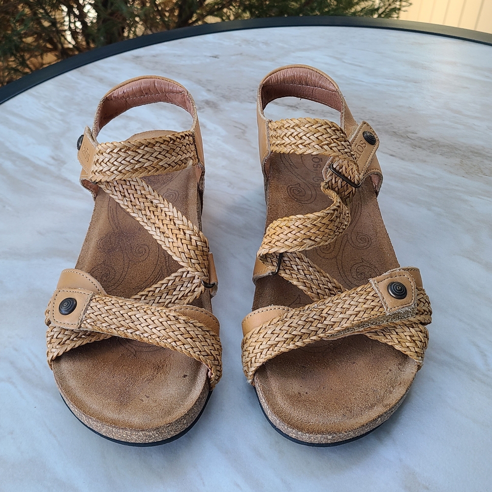 Taos Footwear Tan Sandals with Braided Straps